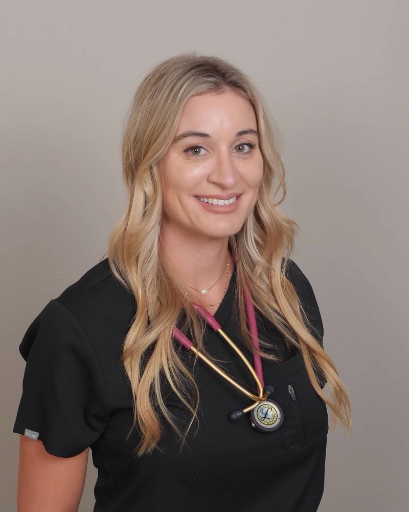 Rachael Bowen, Family Nurse Practitioner, in scrubs with a stethoscope